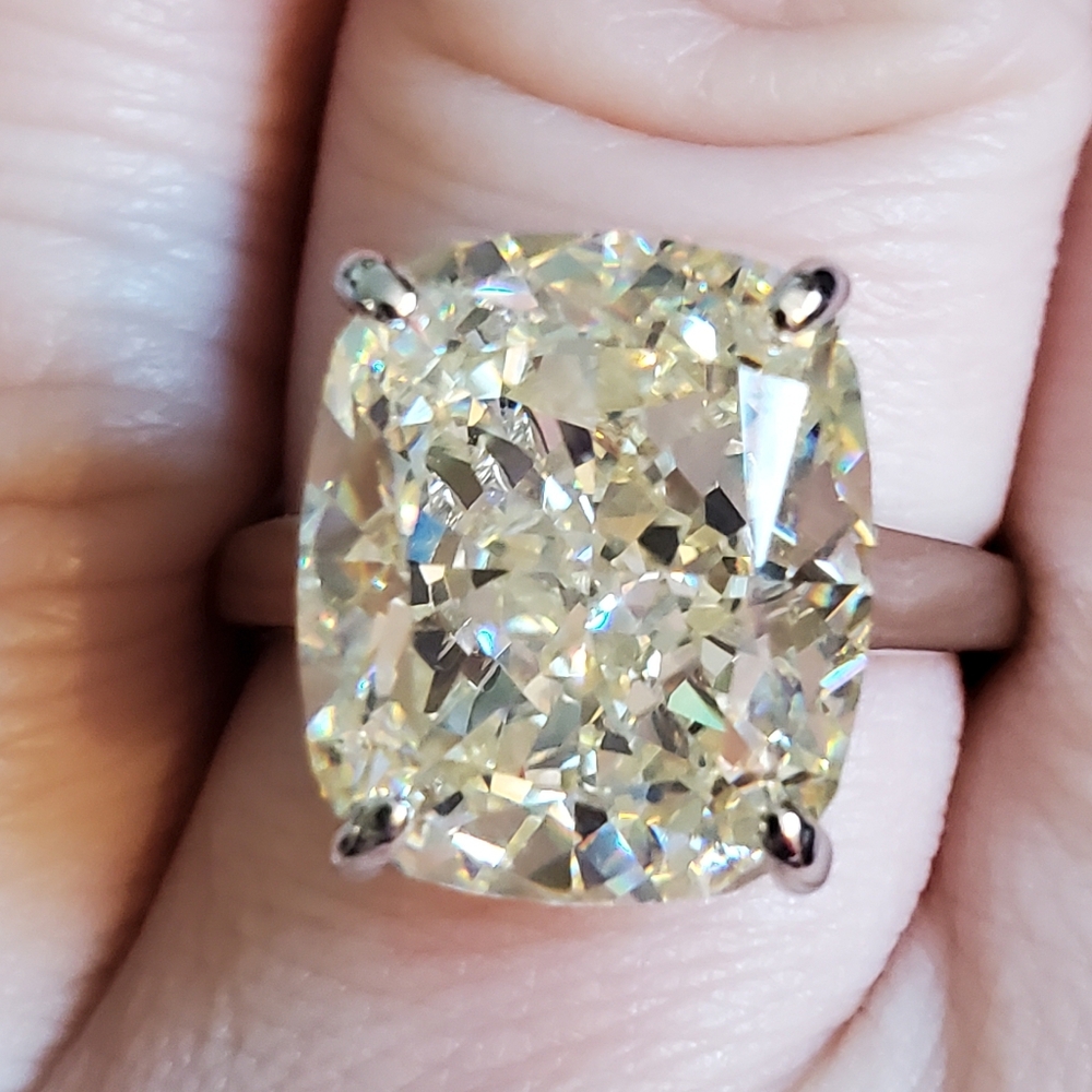12CTW Assher Cut Radiant Ice Crushed High Carbon Lab Diamond Ring 925 Stamped - Picture 3 of 13